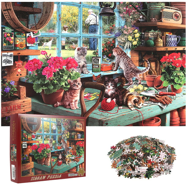2000 Pieces Wooden Puzzles for Adults-Cat with Glasses-Pictures On The Decoration Pictures Toys Fun Games Wooden Great Educational Gift for Kids 